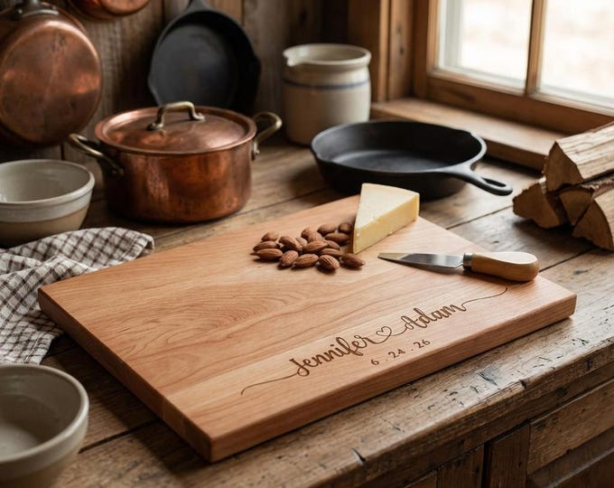 Personalized Walnut Cutting Board with Juice Groove - Custom Engraved Charcuterie board: Hosting, Christmas gifts