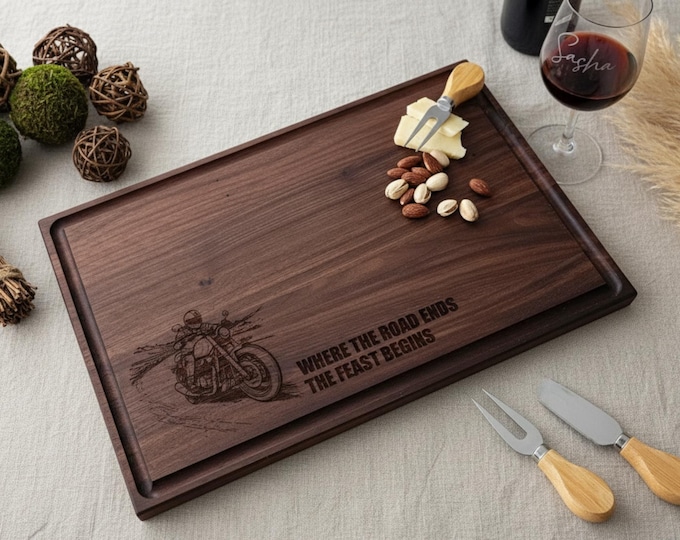 Personalized Cutting Board – Motorcycle: Custom Charcuterie Board | Bikers Club, Harley, Biking, Father's Day, Gift For Him, Kitchen Decor