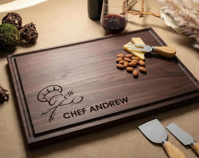 Personalized Chef Cutting Board: Engraved Charcuterie Serving Tray
