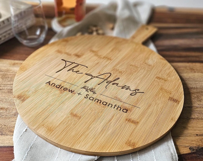 Personalized Bamboo Pizza Peel | Laser-Engraved Custom Pizza Board | Wedding Gift | Housewarming Present | Kitchen Deco
