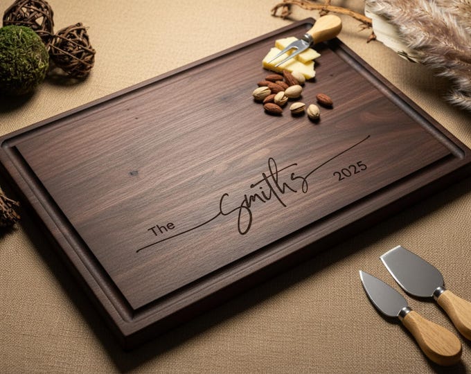 Personalized Charcuterie Board – Couple Engraving: Custom Cutting Board | Wedding, Housewarming, Engagement, Anniversary, Hosting Decor Gift