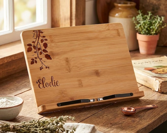 Personalized Recipe Holders - Gift for Her: Custom engraved iPad stand Holder, Chef easel, Perfect for Mom, Grandmom, Sister Gift