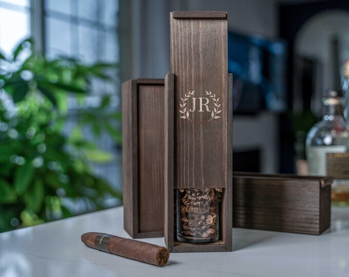 Custom Engraved Cigar Box – Personalized Groomsmen Gift, Wedding Keepsake, Best Man Gift, Custom Cigar Storage Box for Men