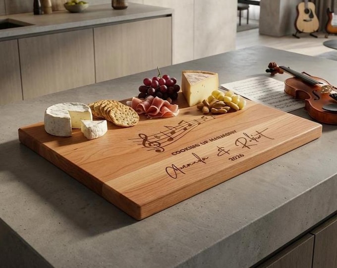 Personalized Music Lover Gift | "Cooking Up Harmony" Cutting Board & Musician Wedding Present