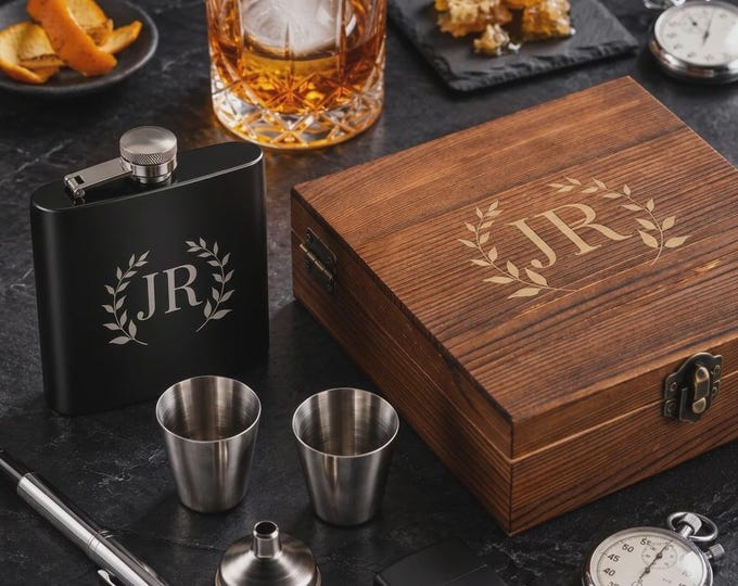 Personalized Stainless Steel Flask, Custom Engraved Groomsmen Gift - Present for Him