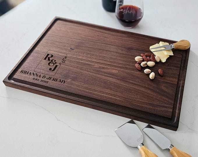 Personalized cutting board, Couples Gift: Custom Engraved Charcuterie Board, Wedding Gift, Housewarming Gift, Anniversary Gift, Hosting Gift