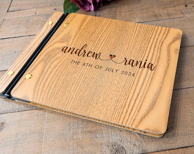 Personalized Wooden Wedding Guestbooks, Photo Album, Wedding Album, laser engraved album