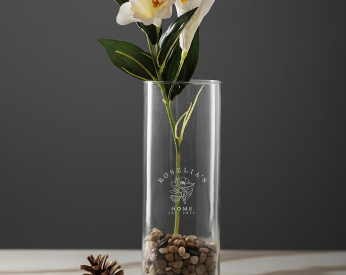 Personalized Vase, Table Décor Vase , Custom Vase, Engraved Flower Vase, Monogrammed Square Vase, Gift for her, Mothers Day Gift,