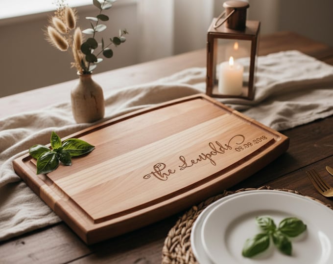 Personalized cutting board, Custom Engraved Family Name Charcuterie Board: Ideal For Wedding, Housewarming, Anniversary, Engagement Gift