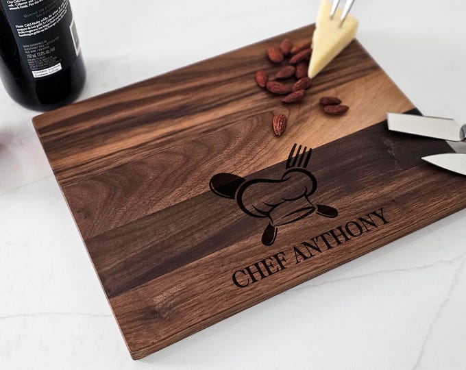 Personalized Charcuterie Board – Chef Hat: Custom Cutting Board, Kitchen Decor, Gift For Him, Father's Day, BBQ Lover, Kitchen Decor