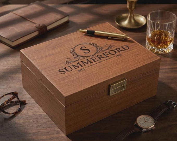 Personalized wooden gift box, Engraved Name Box, Wooden Keepsake box, Groomsman gift box, Rustic Gift Box, Christmas gift box