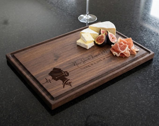 Personalized Cutting Board for Nurse, Custom Engraved Wood Charcuterie Platter, Medical Graduation Tray