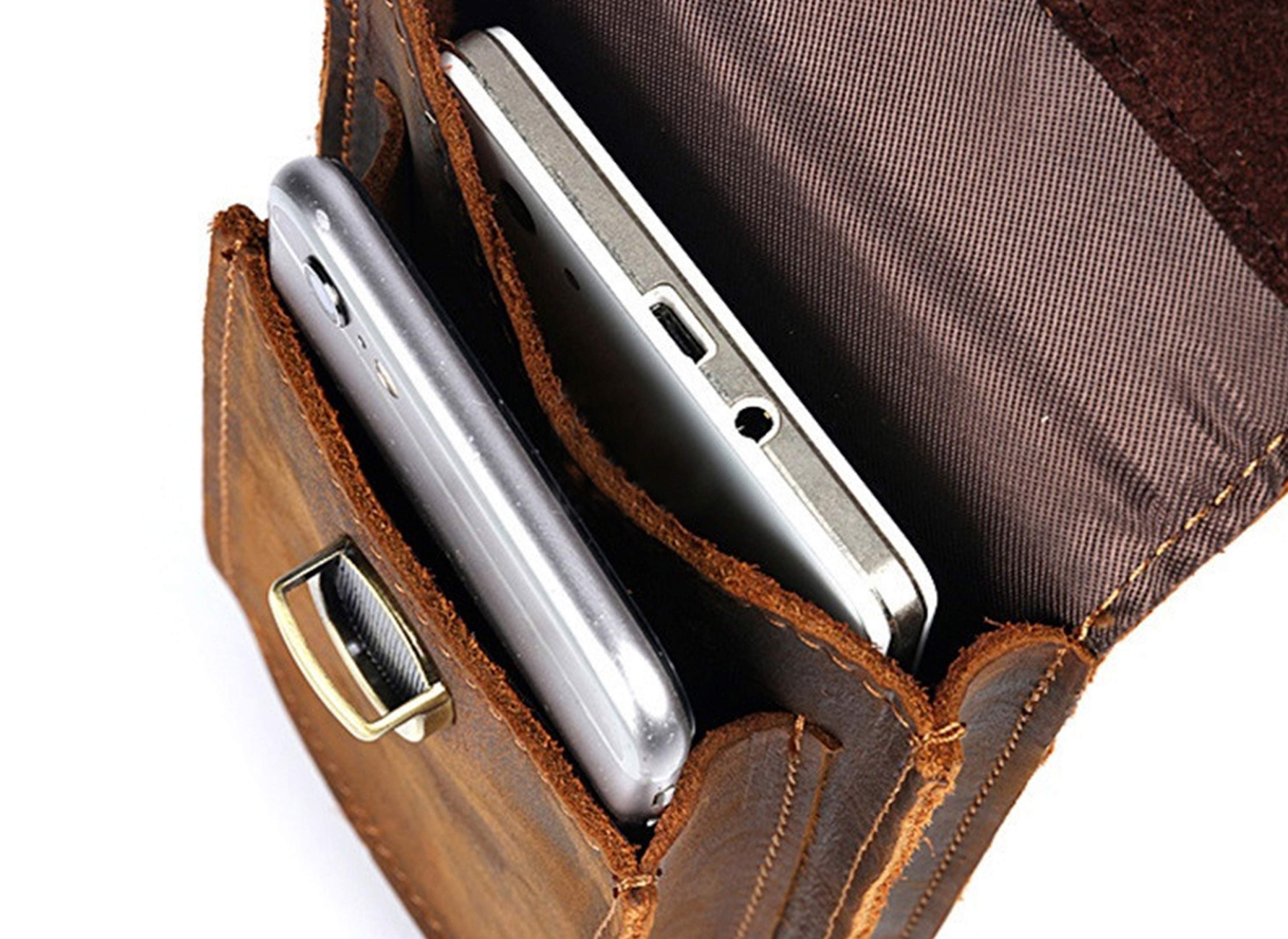 Personalized Belt Cell Phone Case, Vertical Leather Cell Phone Case