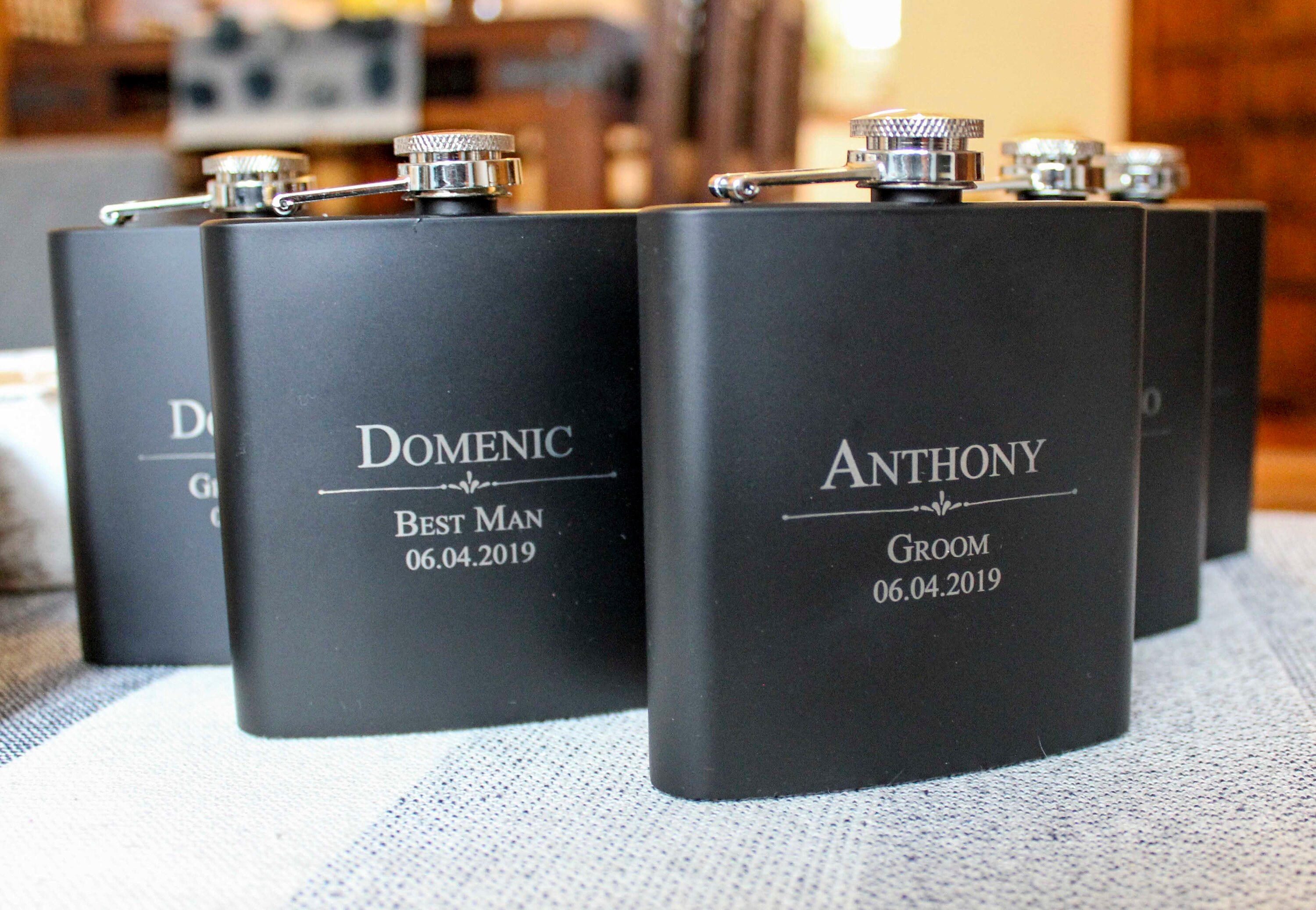 Personalized Set Of 6 Flasks, Groomsmen Wedding Gift, Best Man Flasks