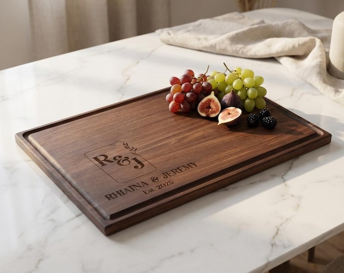 Personalized cutting board For Couples: Custom Engraved Charcuterie Board, Wedding, Housewarming, Anniversary, Hosting Gift