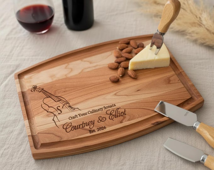 Personalized Cutting Board, Violin: Charcuterie Board, Music Gifts, Musical Instruments, Couples gift, Anniversary Gift, Engagement Gift