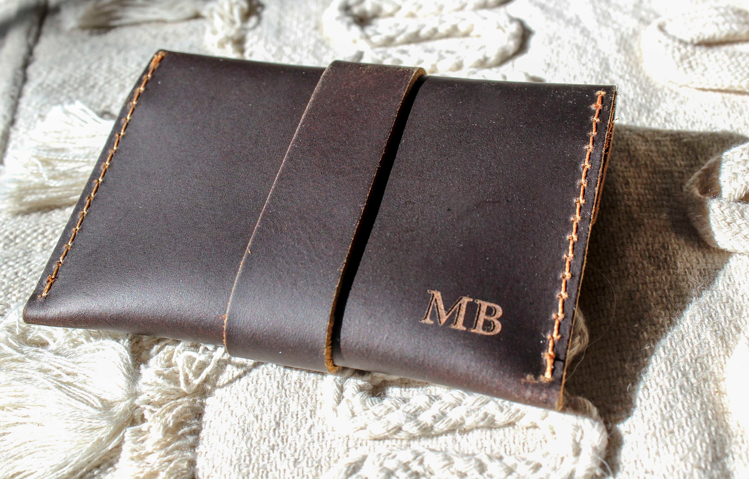 Personalized leather card holder, minimalist wallet, slim wallet, custom leather wallet, pocket ...