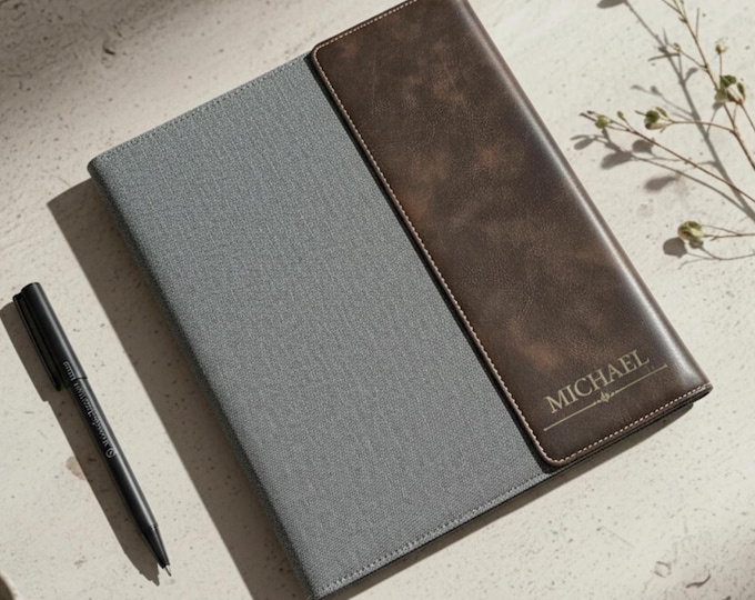 Personalized Leatherette Canvas Portfolios - Custom Notepad - Graduation, Boss, and Business Gift- Gift For Professionals- Custum Portfoloio