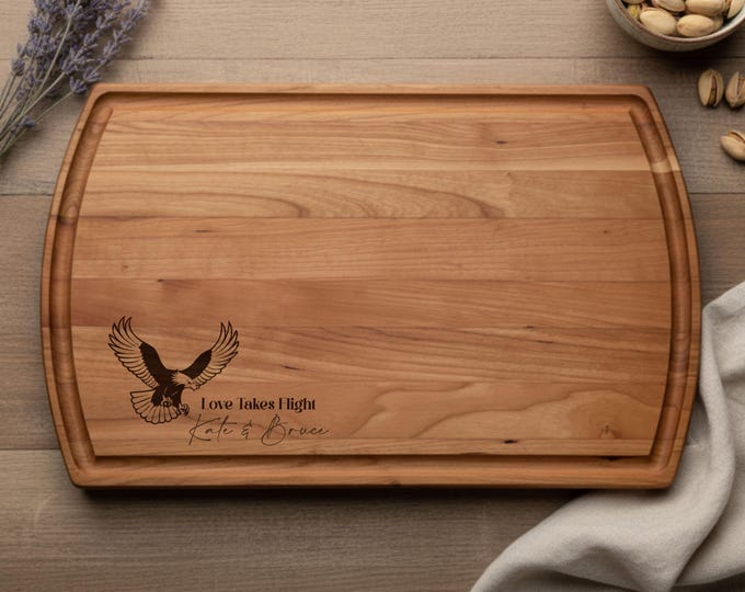 Personalized Eagle Cutting Board - Custom Engraved Anniversary Gift for the Couple