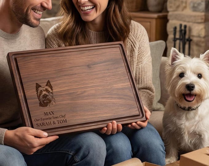 Personalized Cutting Board – Dog Lover: Custom Engraved Charcuterie Board, White Terrier Themed, Pet Owner, puppy, Dog Board Gift
