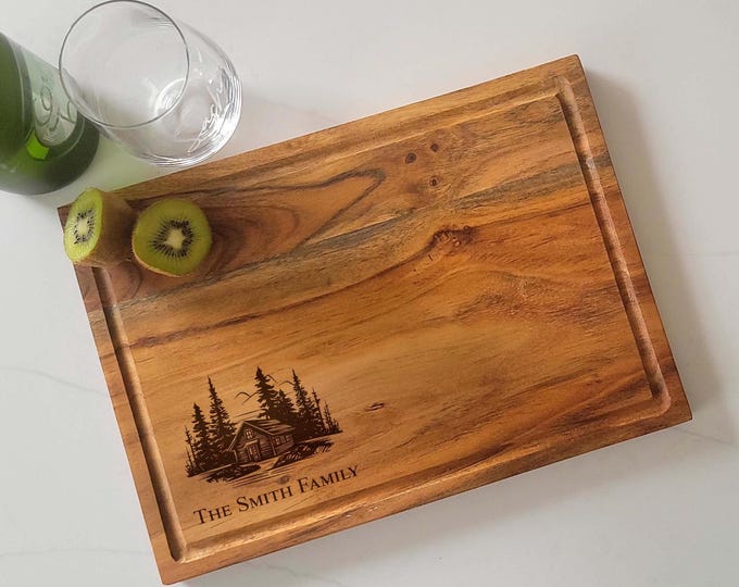 Personalized cutting board, Cottage Gift: Custom Engraved Charcuterie Board, Lakeside Cabin, Kitchen Gift, Housewarming Gift