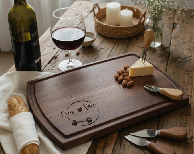 Personalized Gym Lover Cutting Board: Engraved Charcuterie Board, Fitness Gift