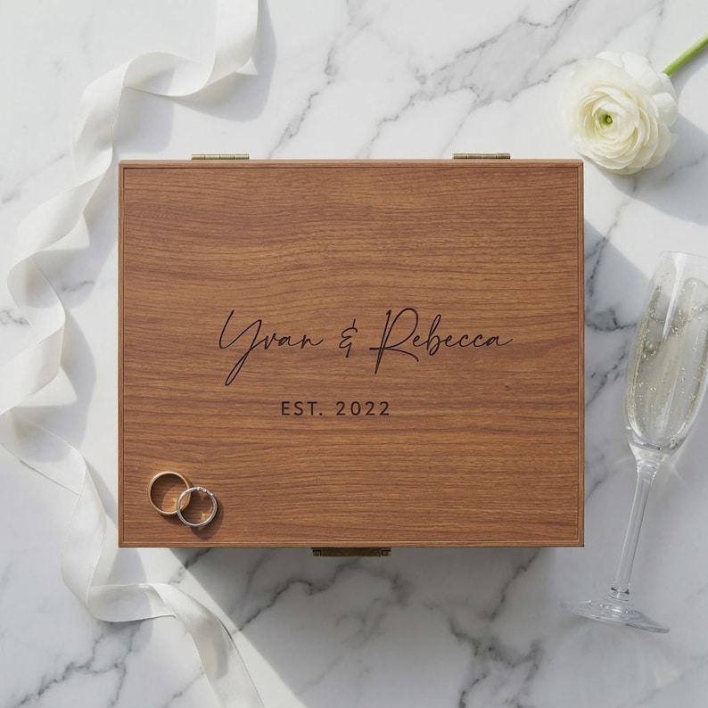Personalized Engraved Wooden Gift Box: Rustic Keepsake Box image 6