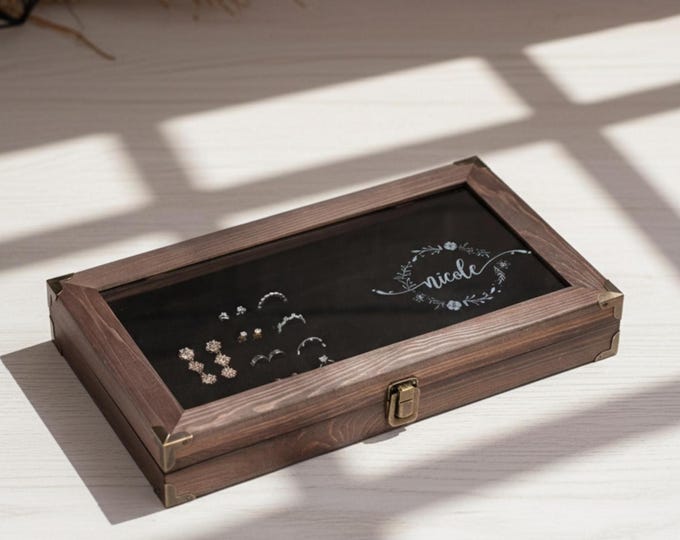 Personalized Rustic Jewelry Box, Custom Engraved Jewelry Organizer, Gift for Her. Gift for Mom, Grandma Gift, Wife Gift, Birthday Gift