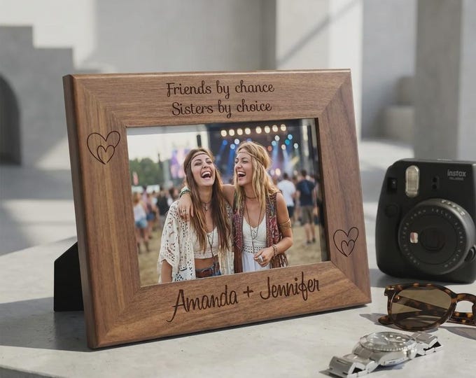 Personalized Best Friend Wood Picture Frame, Custom Engraved Sister Photo Holder