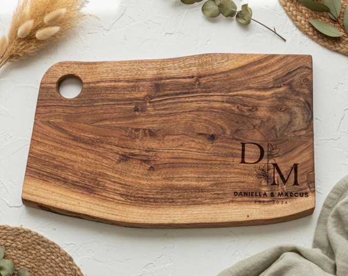 Personalized live edge cutting board, Charcuterie Board: Wedding Gift, Housewarming Gift, Hosting Gift, Couples Gift, Anniversary Gift