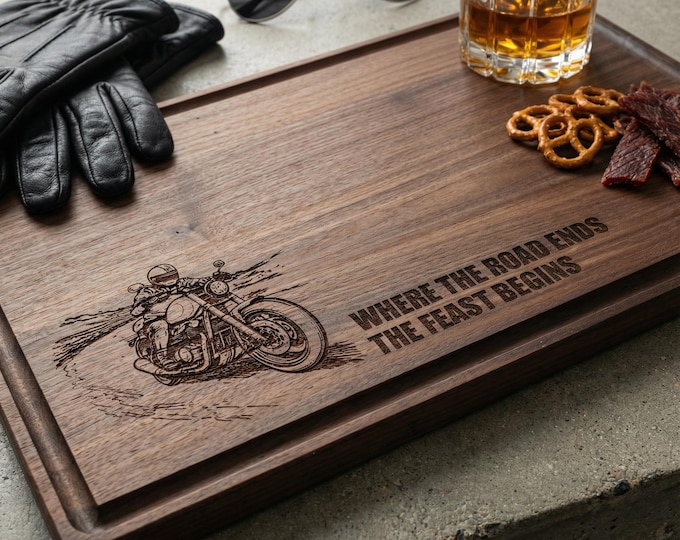 Personalized Cutting Board – Motorcycle: Custom Charcuterie Board | Bikers Club, Harley, Biking, Father's Day, Gift For Him, Kitchen Decor