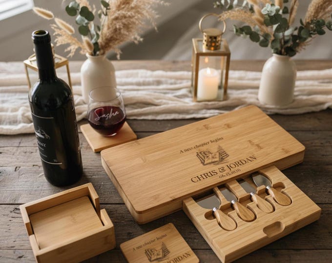 Personalized Charcuterie Board – Book Lovers: Custom Engraved Cheese Board, Housewarming, Kitchen Decor, Book Themed, Couple Gift
