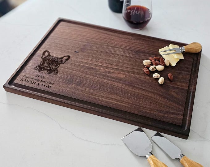 Personalized Cutting Board – French Bulldog: Custom Engraved Charcuterie Board, Dog Lovers, Pet Owner, puppy, Dog Board Gift