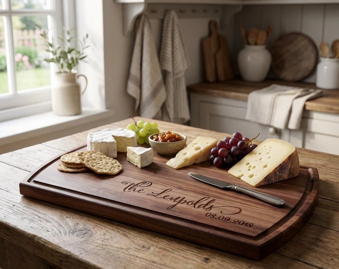 Personalized cutting board, Custom Engraved Charcuterie Board:  Perfect for the Couple, Wedding, Housewarming, Engagement, Anniversary Gift