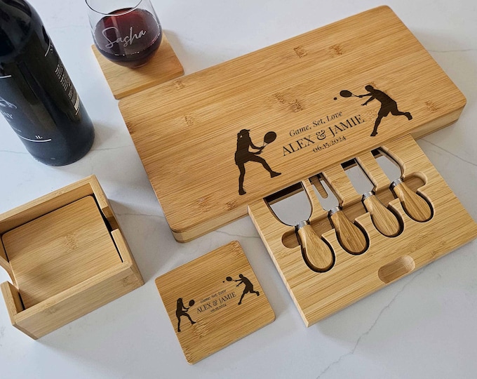 Personalized Charcuterie Board – Tennis Themed: Custom Engraved  Cheese Board, Housewarming, Kitchen Decor, Tennis Players, Couple Gift