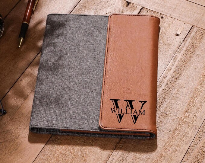 Personalized Leatherette Canvas Portfolios, Personalized notepad, Custom portfolio, Graduation Gifts, Boss gifts, Business Gift