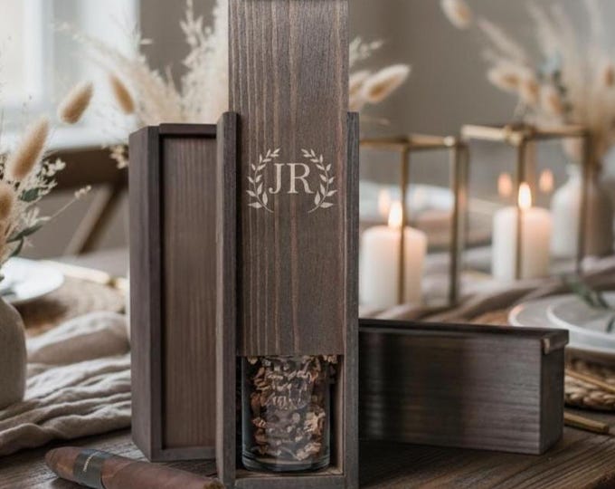 Custom Engraved Cigar Box – Personalized Groomsmen Gift, Wedding Keepsake, Best Man Gift, Custom Cigar Storage Box for Men
