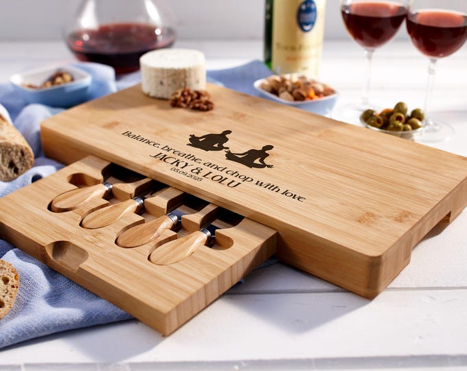 Personalized Charcuterie Board – Yoga: Custom Engraved  Cheese Board, Housewarming, Namaste, Anniversary, Couple Yoga Lover Gift