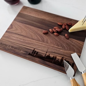Personalized cutting board, City Skyline: Charcuterie Board, Housewarming Gift, Kitchen Gift, Couples Gift