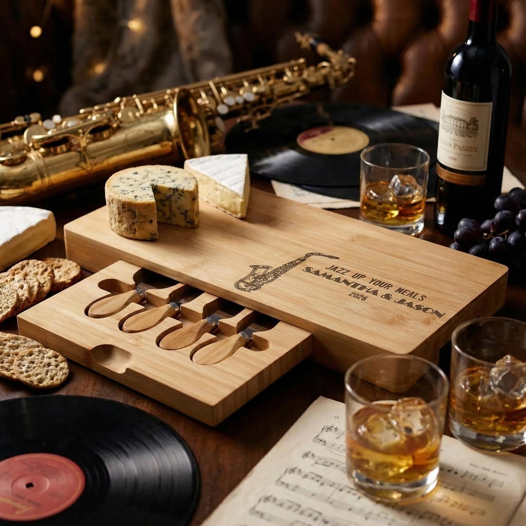 Personalized Cheese Board for Jazz Lovers, Custom Engraved