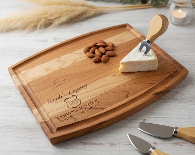 Personalized Cutting Board, Police Officer Gifts: Custom Engraved Charcuterie Board, Kitchen Gift, Retirement Gift, Police Retirement