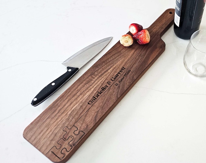 Personalized Puzzle Cutting Board – Custom Engraved Bread Board for Weddings, Anniversaries & Housewarming Gifts