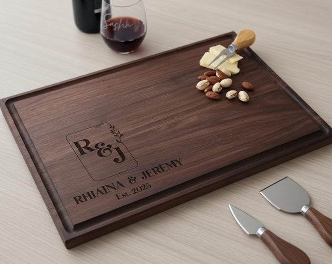 Personalized cutting board, Couples Gift: Custom Engraved Charcuterie Board, Wedding Gift, Housewarming Gift, Anniversary Gift, Hosting Gift