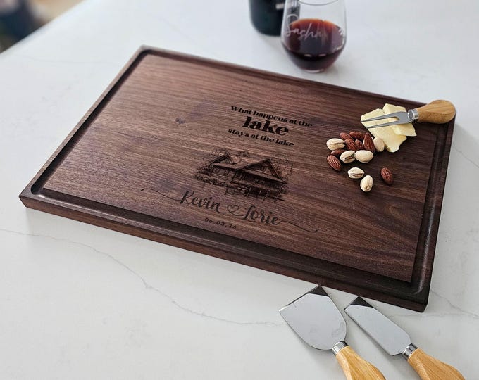 Personalized Cutting Board, Lake House: Custom Engraved Charcuterie Board, Lake House Decor, Couples Gift, Cottage Gift, Lakeside Cabin