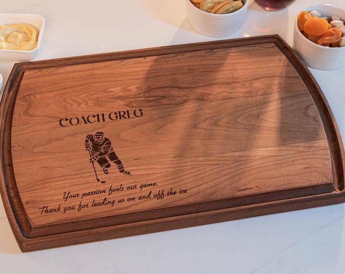 Personalized Charcuterie Board – Hockey Coach Appreciation: Custom Cutting Board | Gift for a Hockey Coach, Hockey Sport Lover