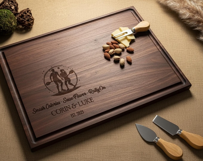 Personalized Cutting Board – Pickleball Partners: Custom Engraved Charcuterie Board, Pickleball Lovers, Sports Enthusiast, Kitchen Gift