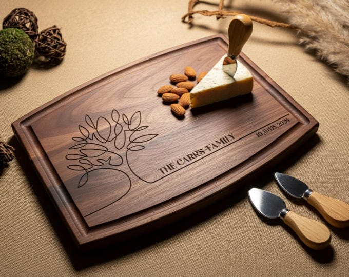 Personalized cutting board – Family Tree: Custom Engraved Charcuterie Board, Housewarming Gift, Engagement Gift, Anniversary Gift