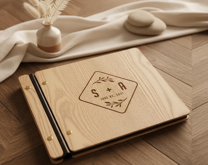 Personalized Wooden Wedding Guestbooks, Photo Album, Wedding Album, laser engraved album