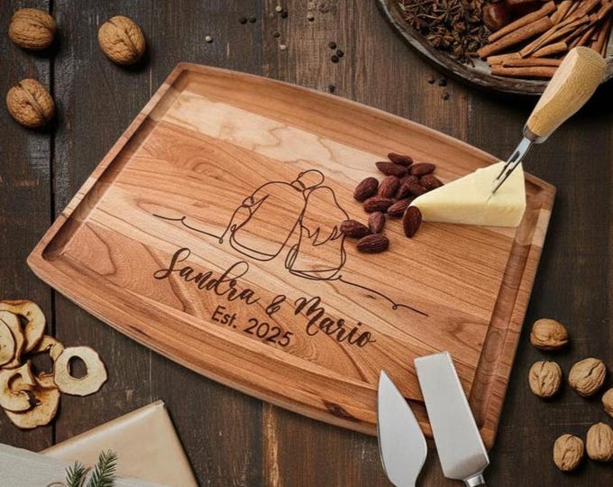 Personalized Cutting Board, Couples Gift: Custom Engraved Charcuterie Board, Hosting Gift, Wedding Gift, Housewarming Gift, Engagement Gift
