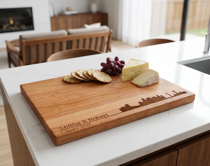 Personalized City Skyline Cutting Board | Custom Engraved Charcuterie Board & New Home Gift